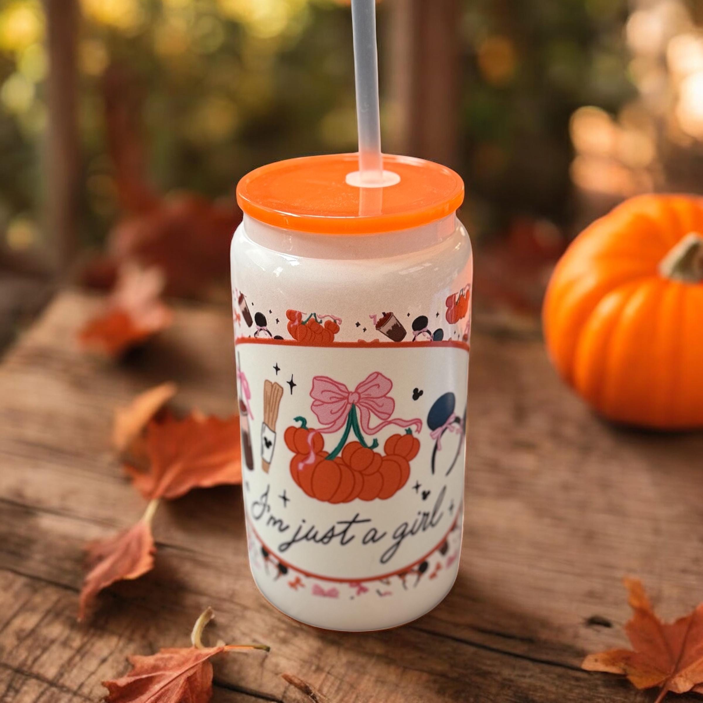 Disney Fall Pumpkin Libbey Glass Can Mickey Cup