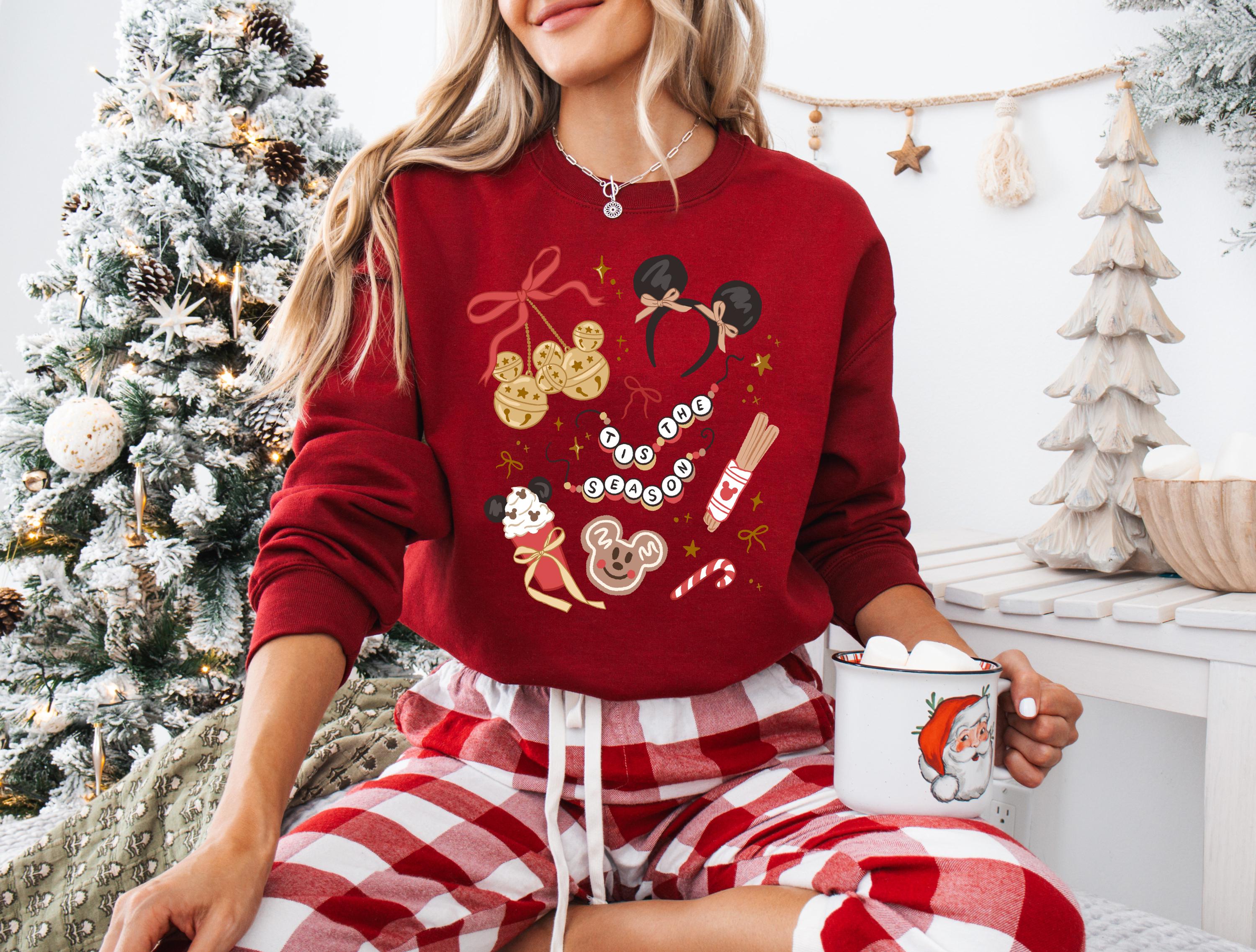 Disney Mickey Coquette Christmas Sweatshirt Crew Neck Shirt