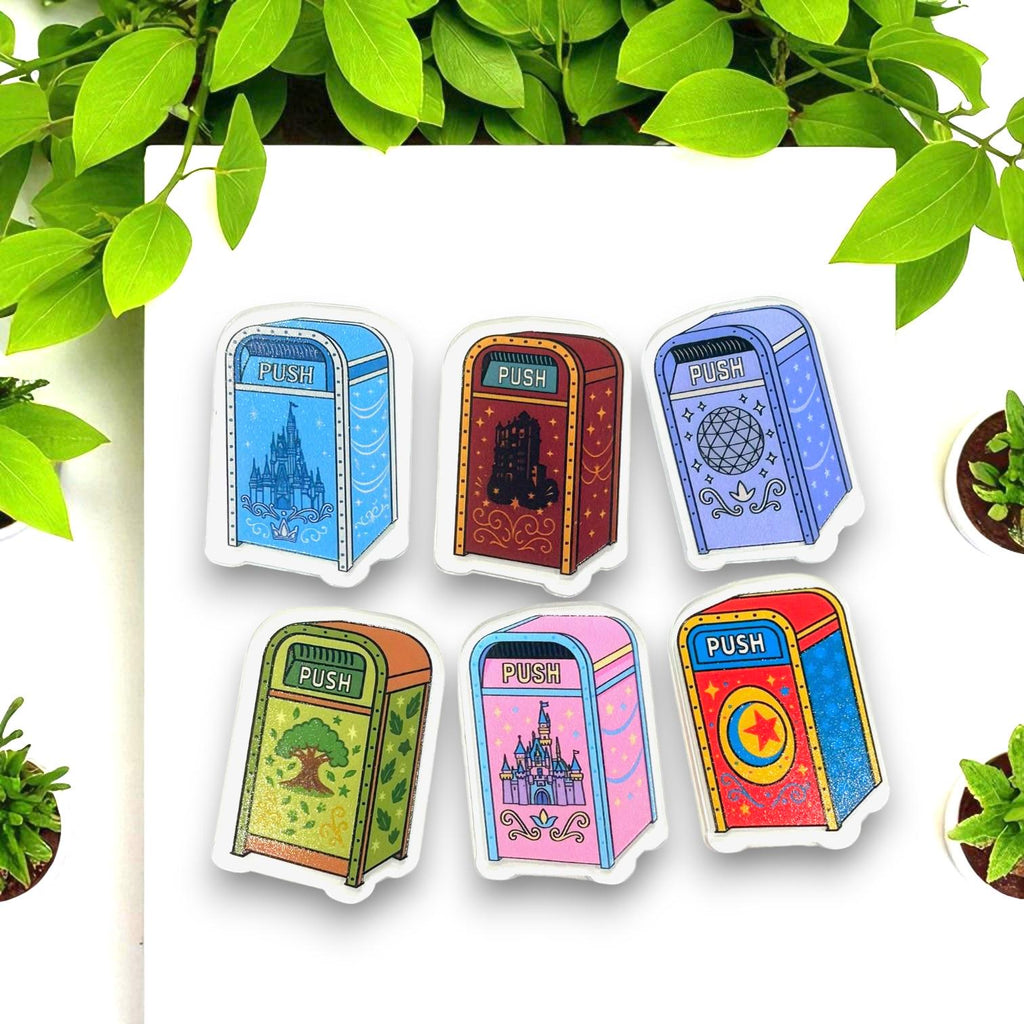 Disney Parks Trash Can Magnet Set â€“ Theme Park-Inspired Fridge Magnets | WDW or Disneyland Set or Full Collection of 6
