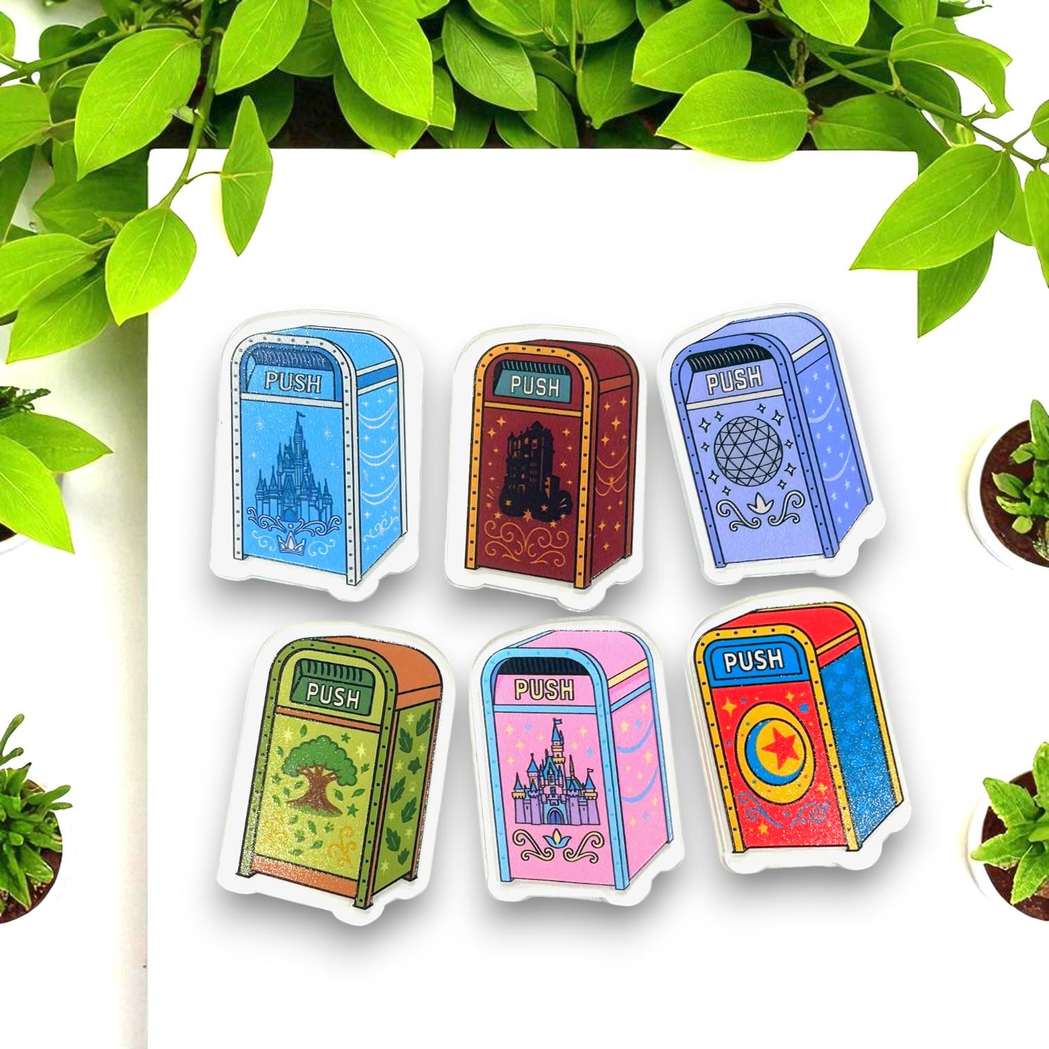 Disney Parks Trash Can Magnet Set â€“ Theme Park-Inspired Fridge Magnets | WDW or Disneyland Set or Full Collection of 6