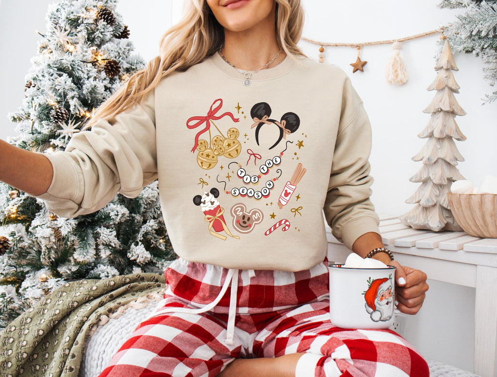 Disney Mickey Coquette Christmas Sweatshirt Crew Neck Shirt