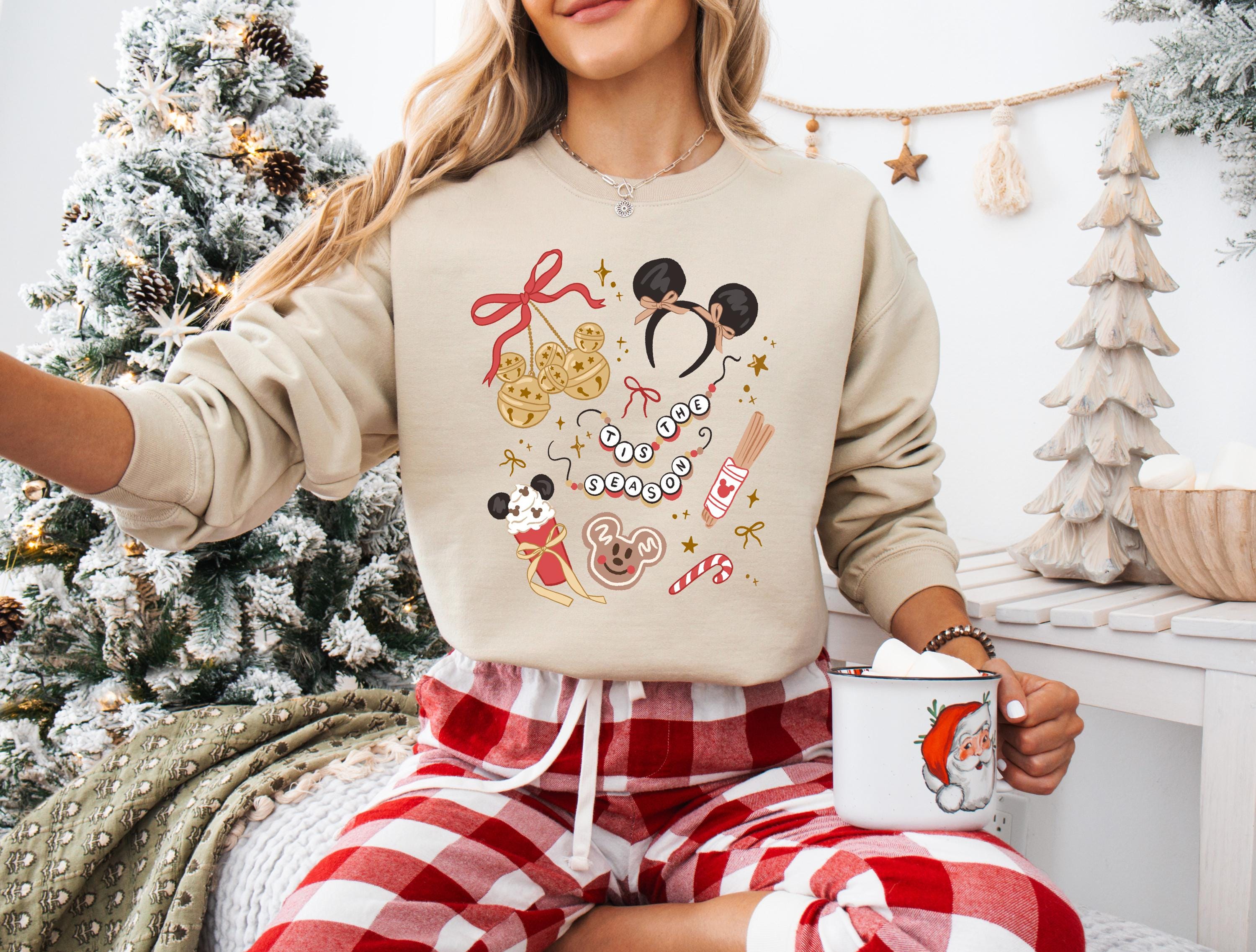 Disney Mickey Coquette Christmas Sweatshirt Crew Neck Shirt