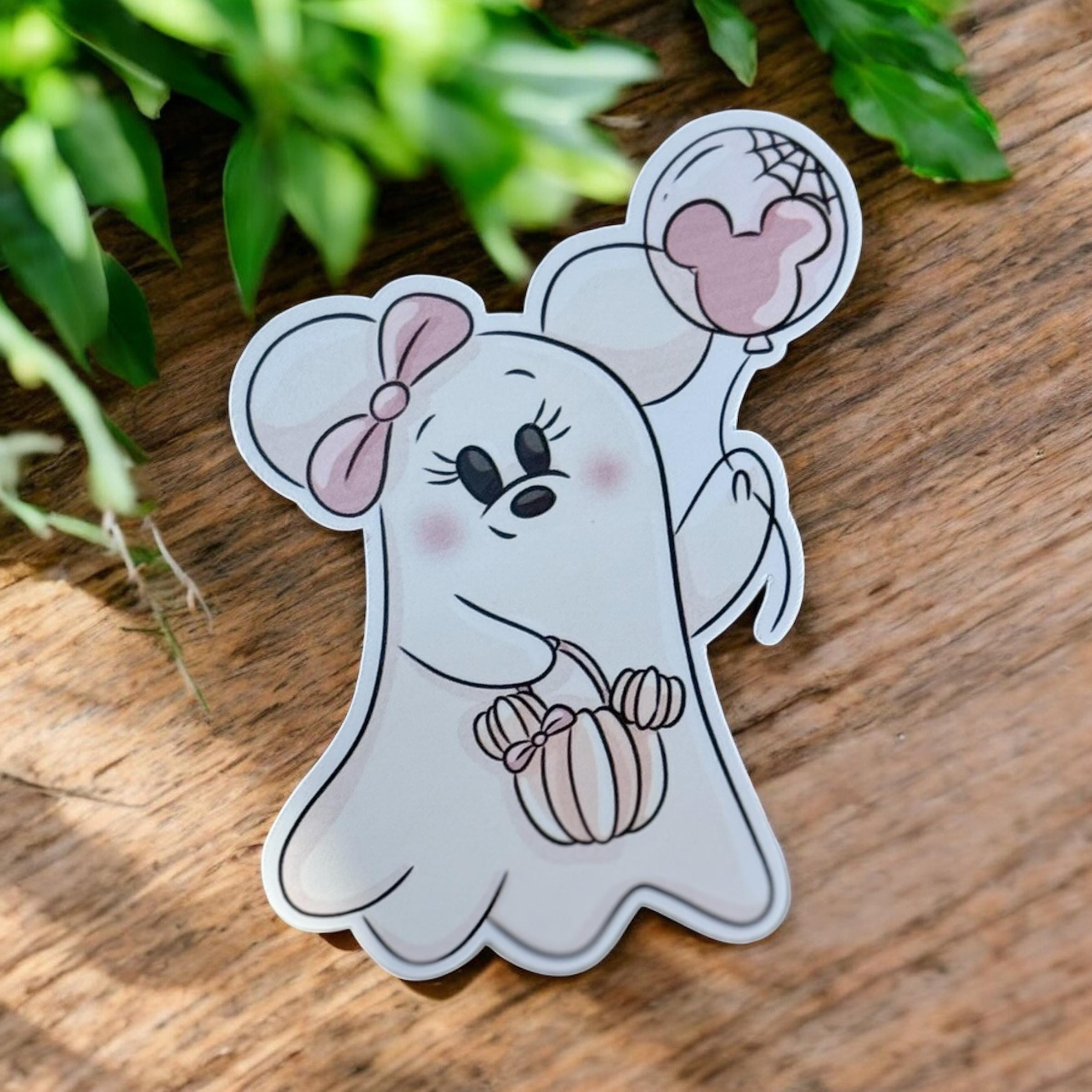 Disney Minnie Pink Ghost Sticker Halloween Decal