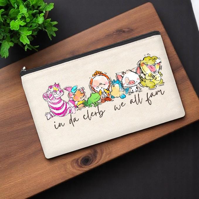 In Da Club We All Fam â€“ Funny Disney-Inspired Cosmetic Bag | Zippered Pouch | Pencil Case | Park Day Essentials | Gift for Disney Fan