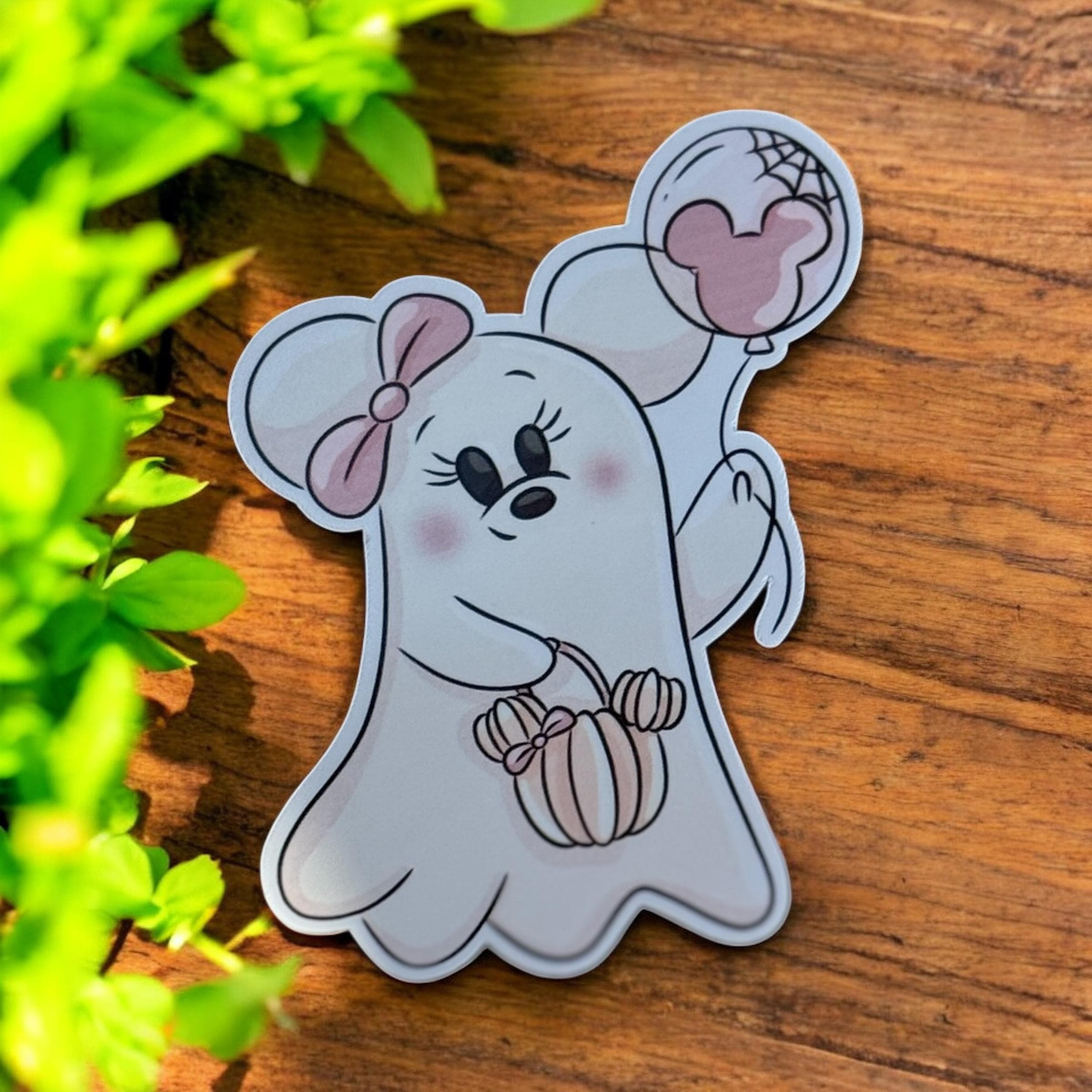 Disney Minnie Pink Ghost Sticker Halloween Decal