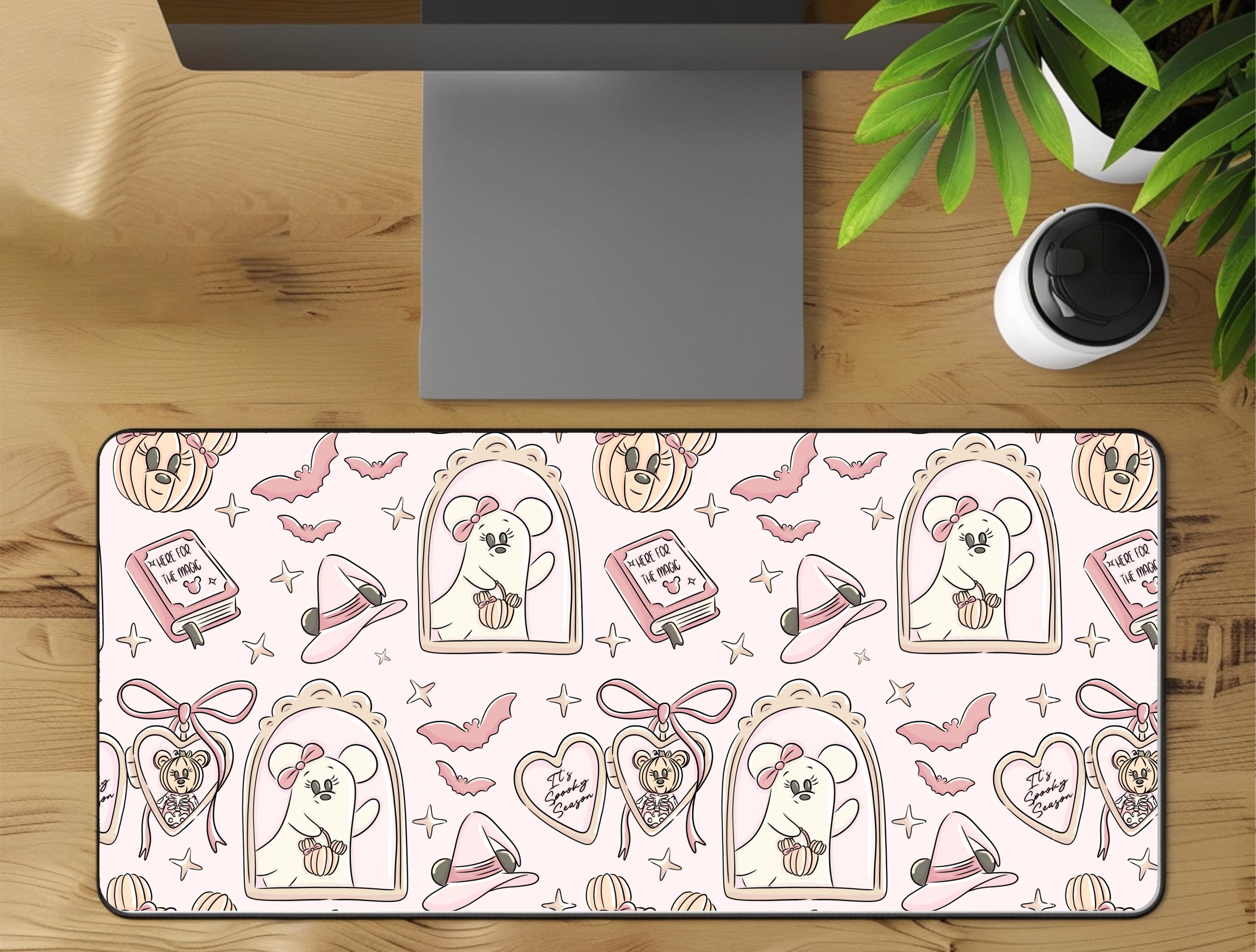 Disney Halloween Coquette Desk Mat Pink Ghost Mouse Pad Office Decor