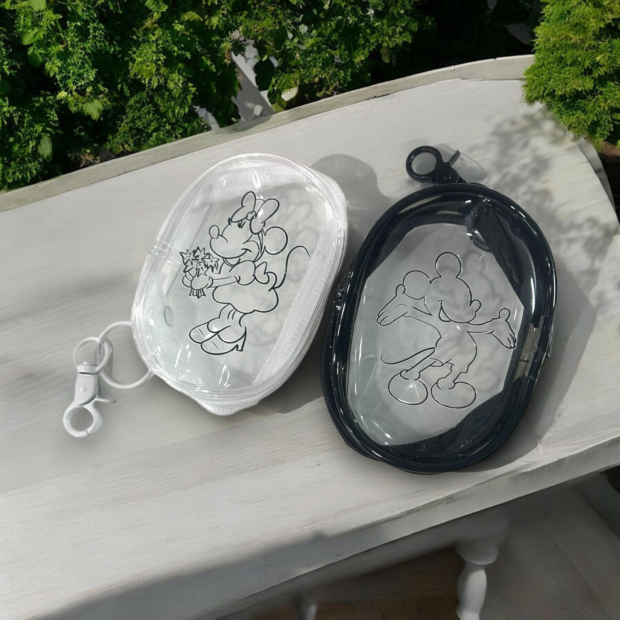 Mickey & Minnie Clear Cord Organizer Pouch | Travel Tech Bag | Cute Disney-Inspired Zipper Case | Charger Storage with Clip