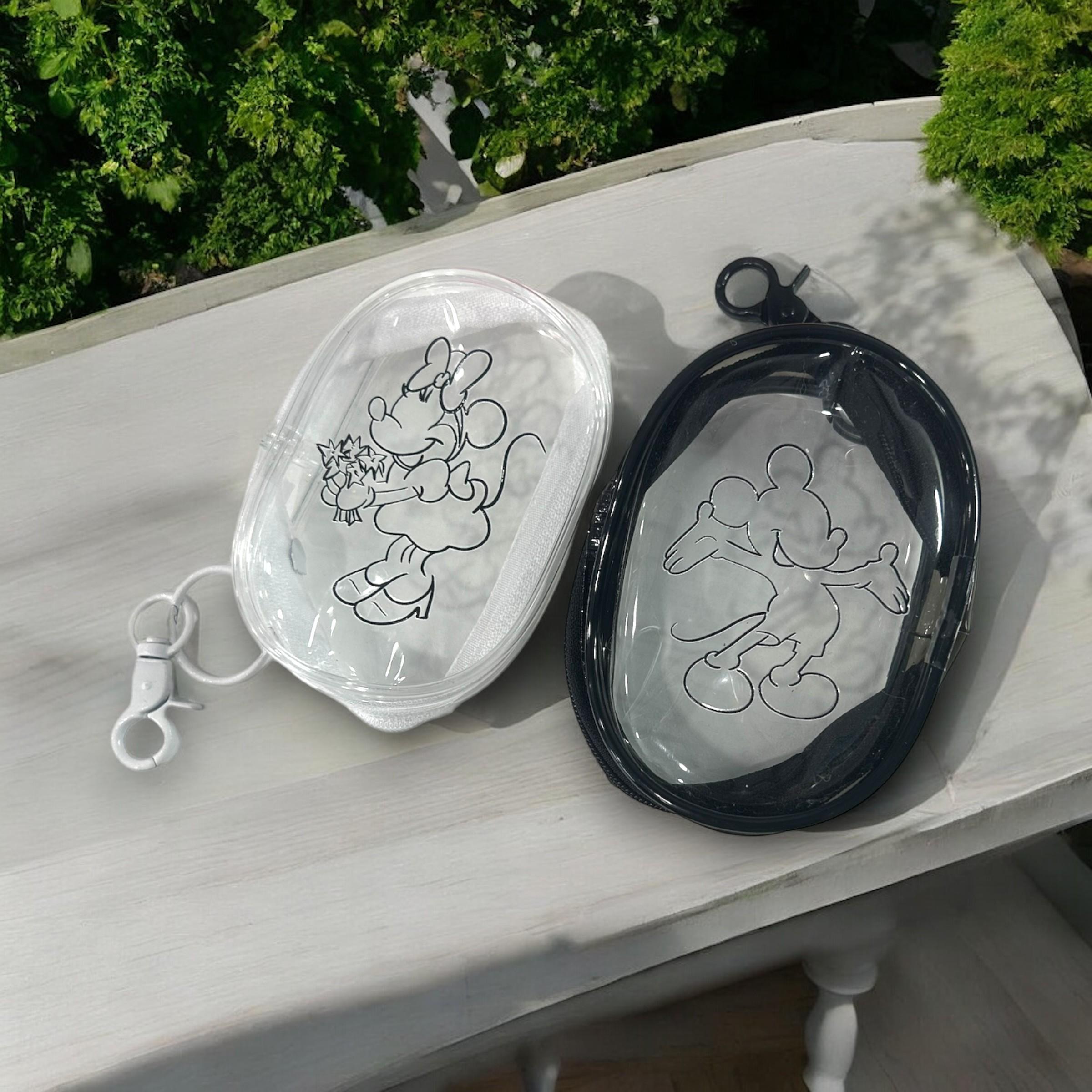 Mickey & Minnie Clear Cord Organizer Pouch | Travel Tech Bag | Cute Disney-Inspired Zipper Case | Charger Storage with Clip