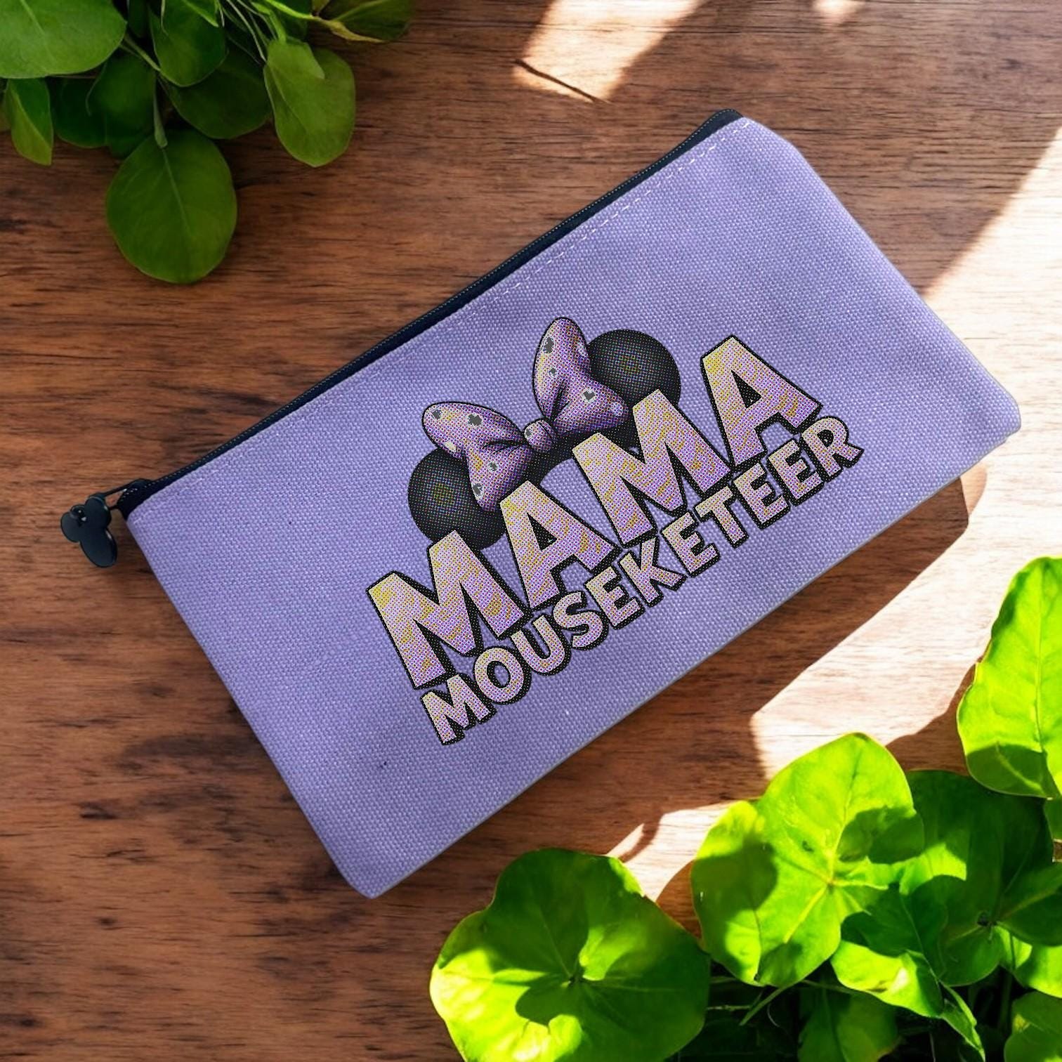 Mama Mouseketeer Zipper Pouch | Purple Disney Mom Bag | Theme Park Cosmetic Bag | Travel Accessory Organizer | Disney Mom Gift