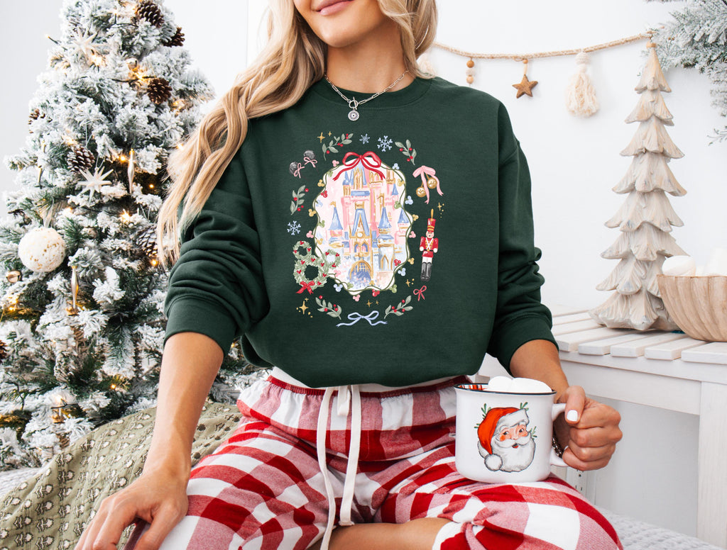 Disney Christmas Castle Coquette Sweatshirt Holiday Shirt