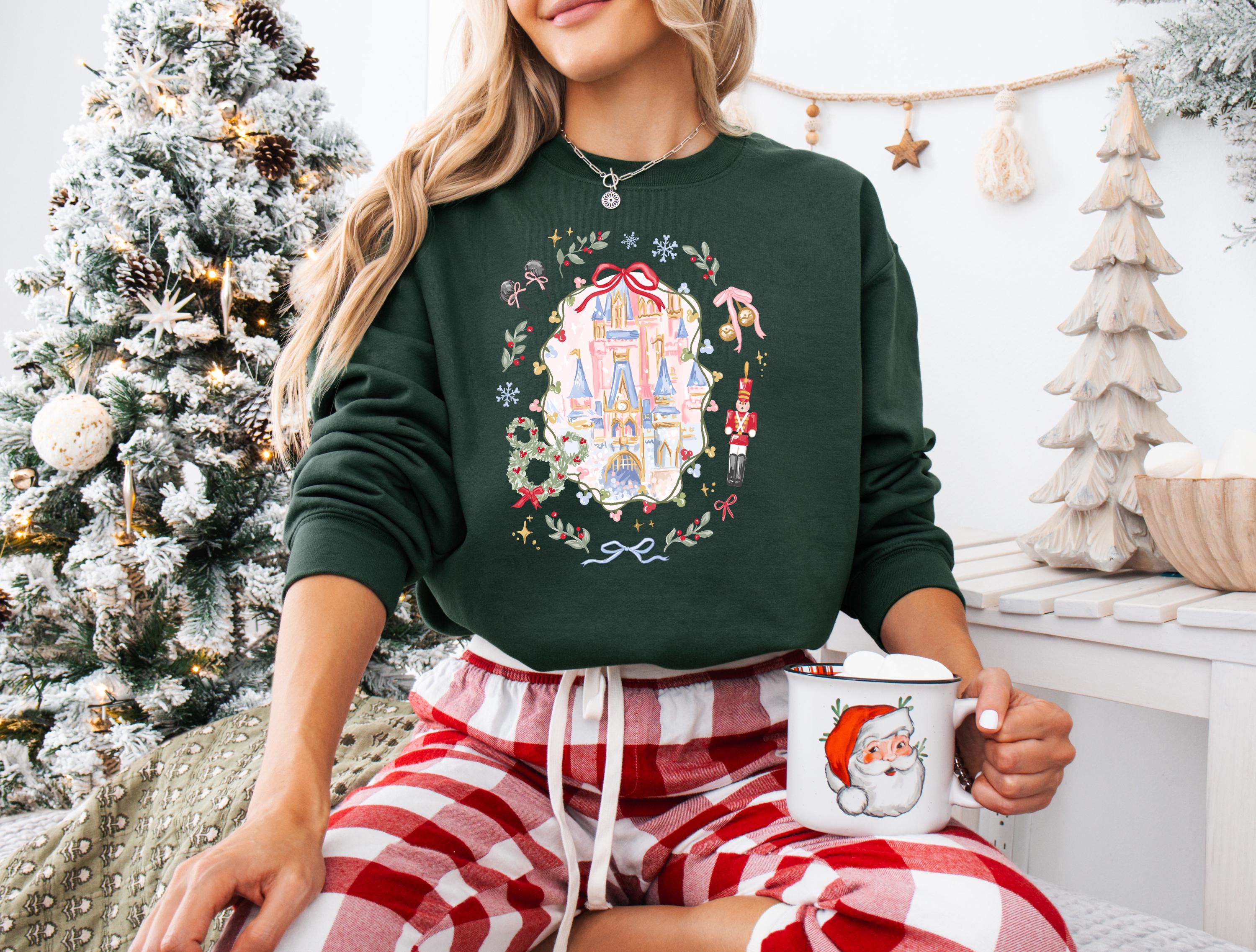 Disney Christmas Castle Coquette Sweatshirt Holiday Shirt