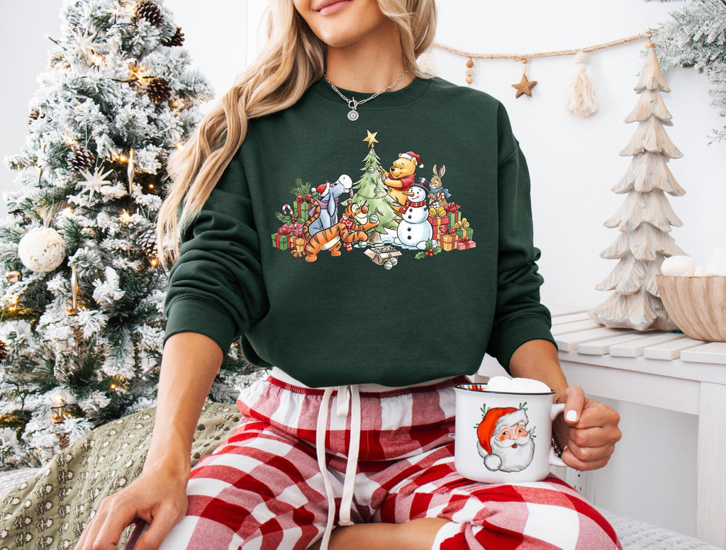 Pooh Friends Christmas Sweatshirt Comfort Colors Shirt
