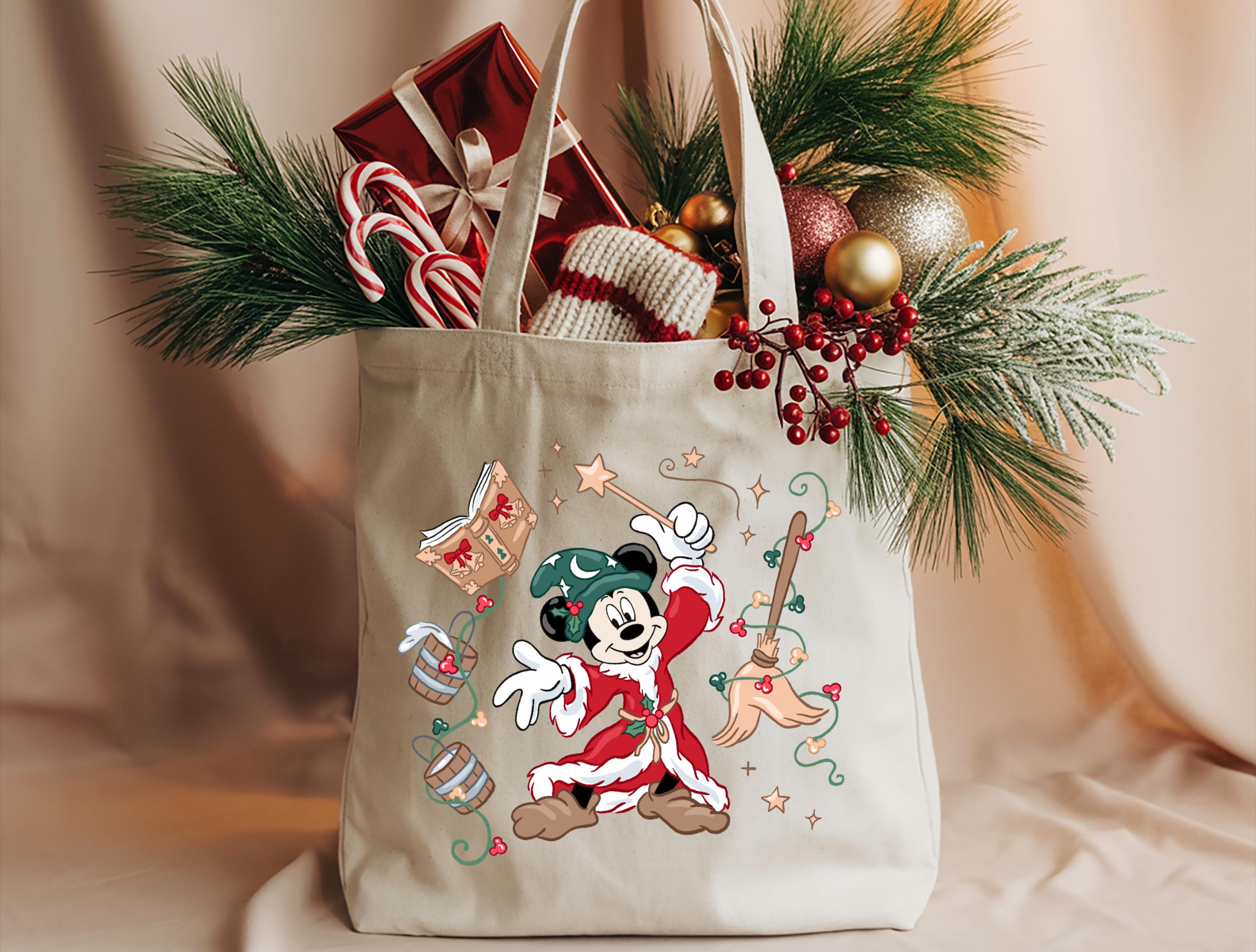 Disney Christmas Mickey Sorcerer Tote Bag Holiday Gift Bag