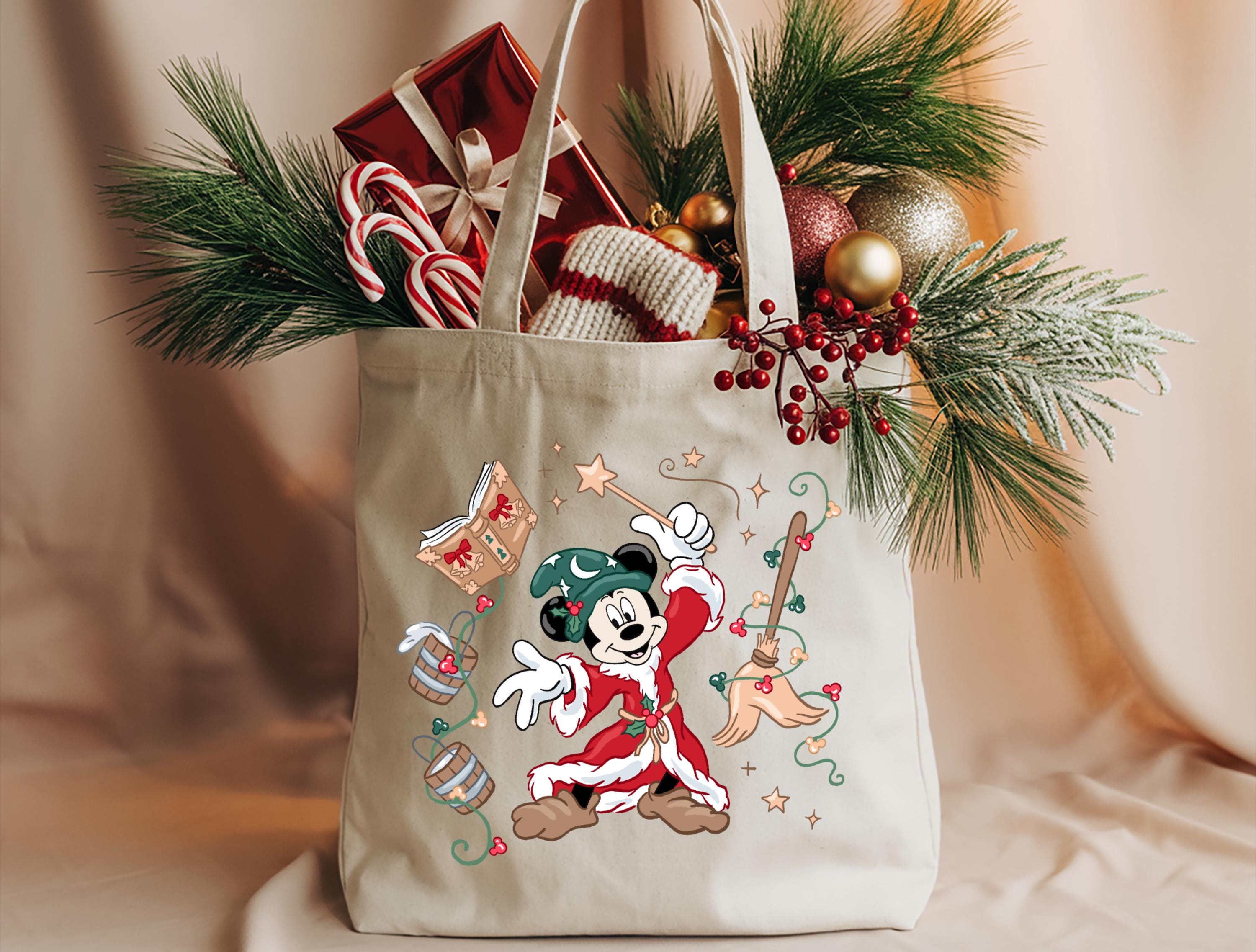 Disney Christmas Mickey Sorcerer Tote Bag Holiday Gift Bag