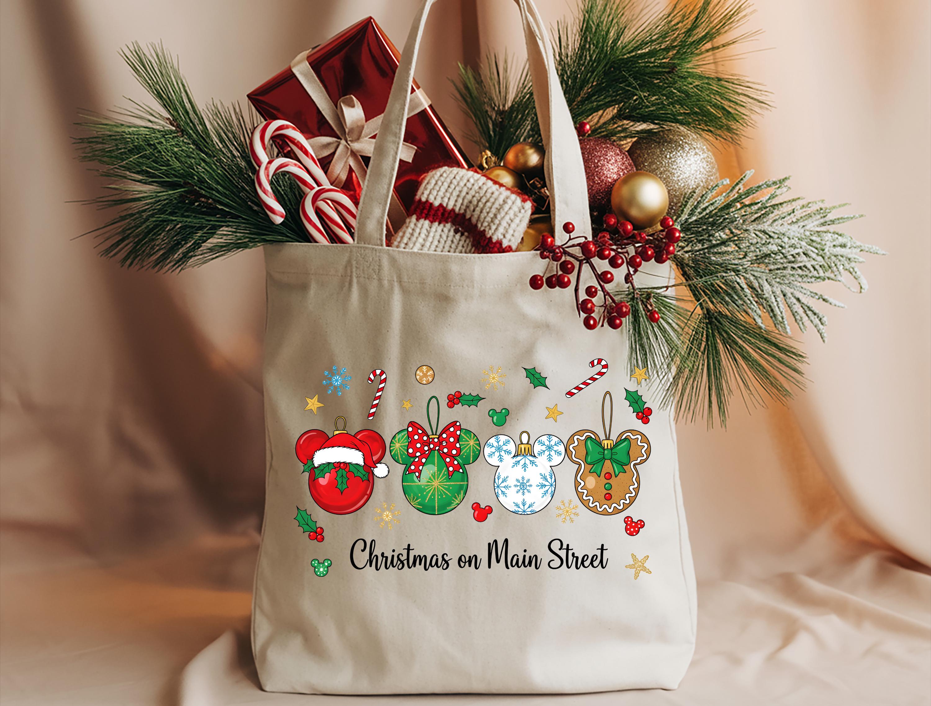 Disney Christmas Main Street Mickey Tote Bag Holiday Gift Bag