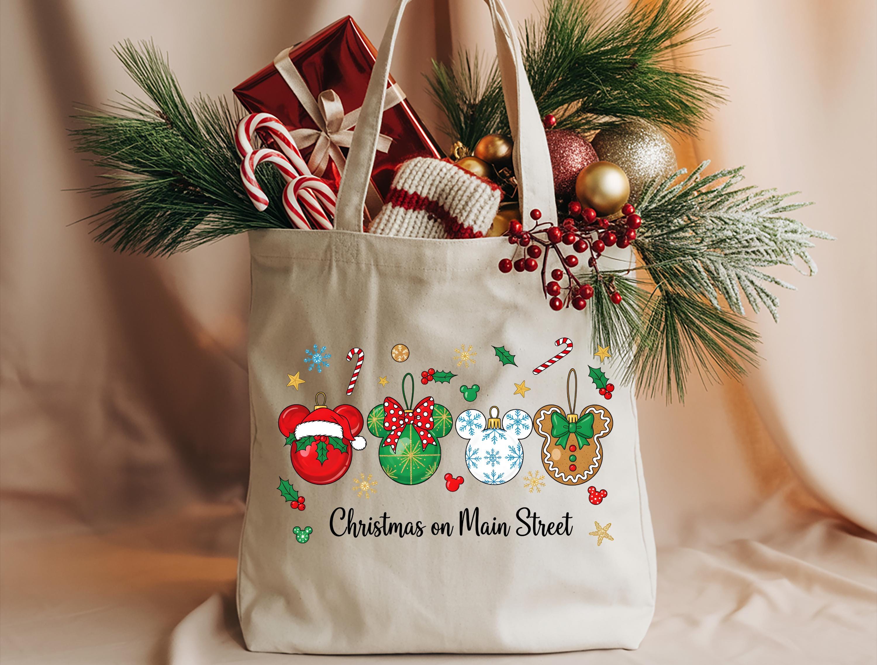 Disney Christmas Main Street Mickey Tote Bag Holiday Gift Bag