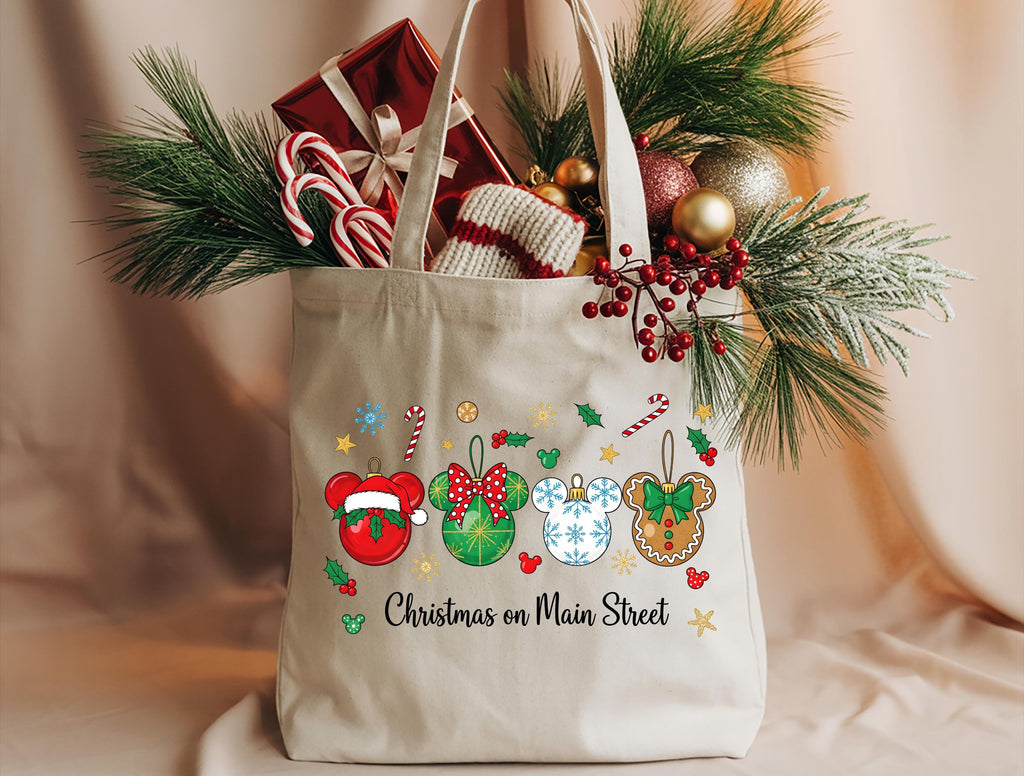 Disney Christmas Main Street Mickey Tote Bag Holiday Gift Bag
